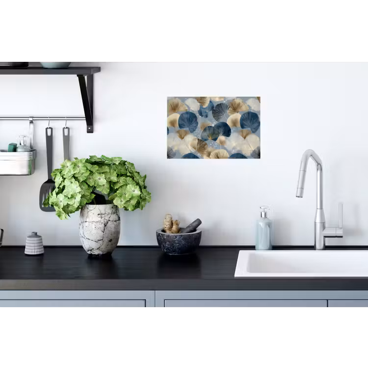 Muursticker - Bladeren - Abstract - Goud - Blauw — 2