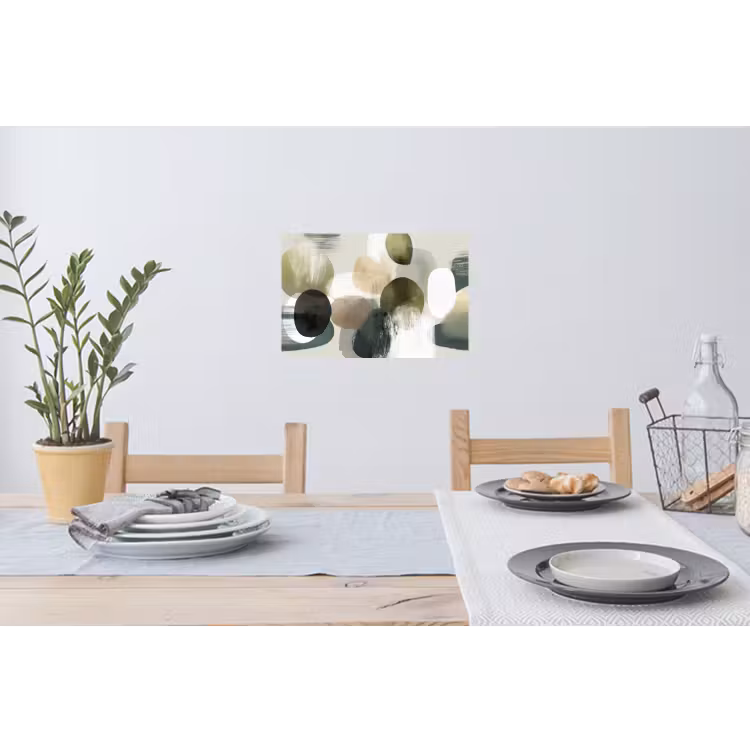 Muursticker - Minimalistisch - Cirkels - Penseelstreken - Beige — 3