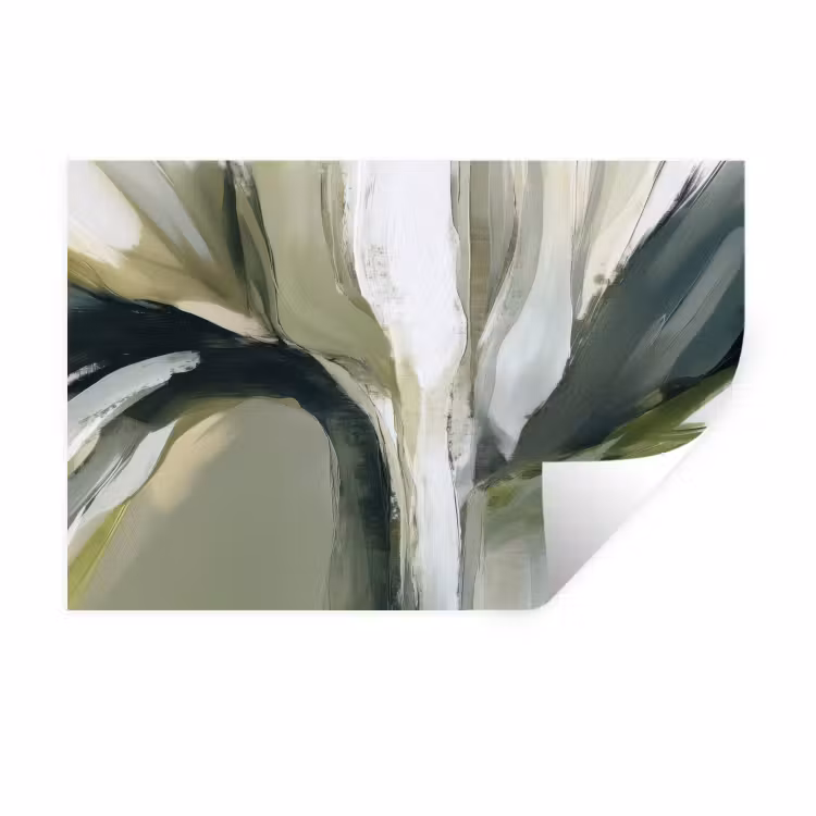 Muursticker - Natuur - Abstract - Groen - Penseelstreken — 1