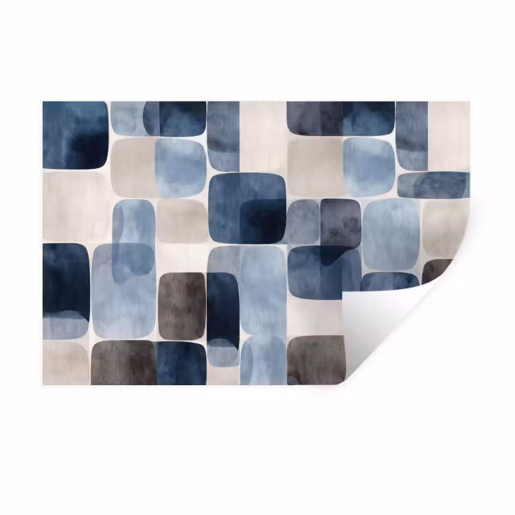 Muursticker - Patroon - Blauw - Vierkanten — 1