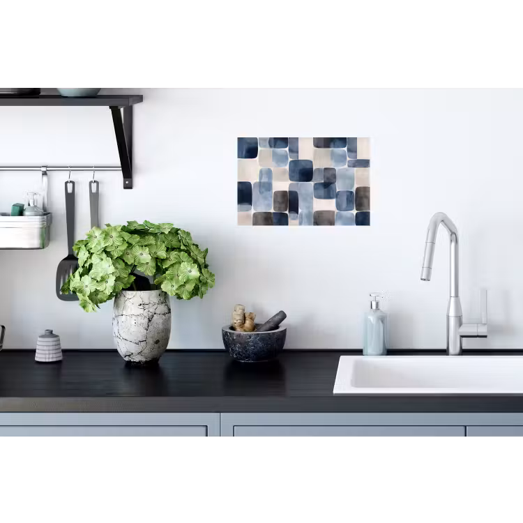Muursticker - Patroon - Blauw - Vierkanten — 2