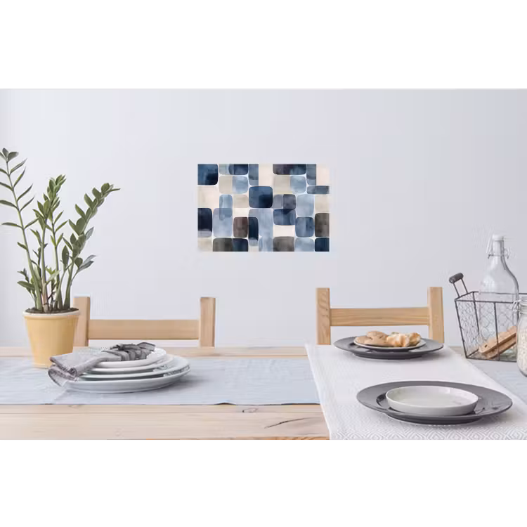 Muursticker - Patroon - Blauw - Vierkanten — 3