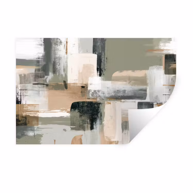 Muursticker - Penseelstreken - Abstract - Aardetinten — 1