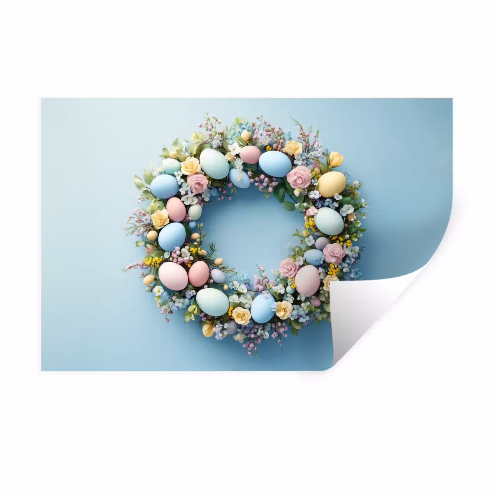 Muursticker - Krans - Eieren - Bloemen — 1