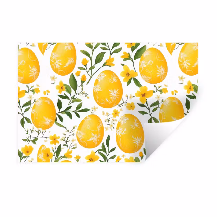 Muursticker - Bloemen - Paaseieren - Geel — 1