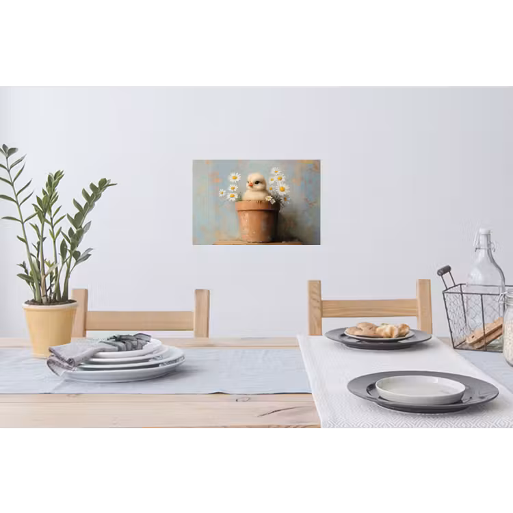 Muursticker - Bloempot - Kuiken - Bloemetjes — 3