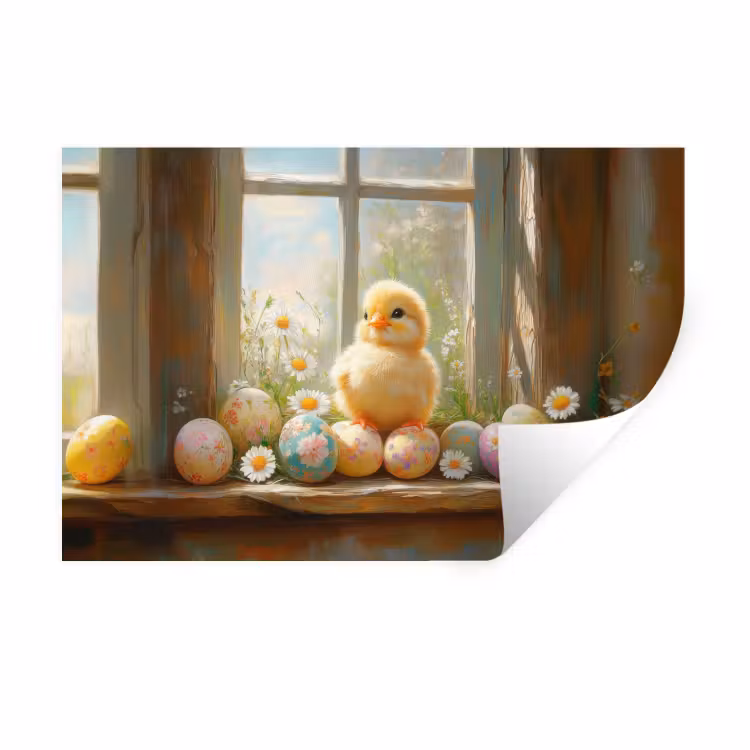 Muursticker - Kuiken - Raam - Paaseieren — 1