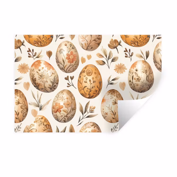 Muursticker - Paaseieren - Bruin - Bloemen — 1