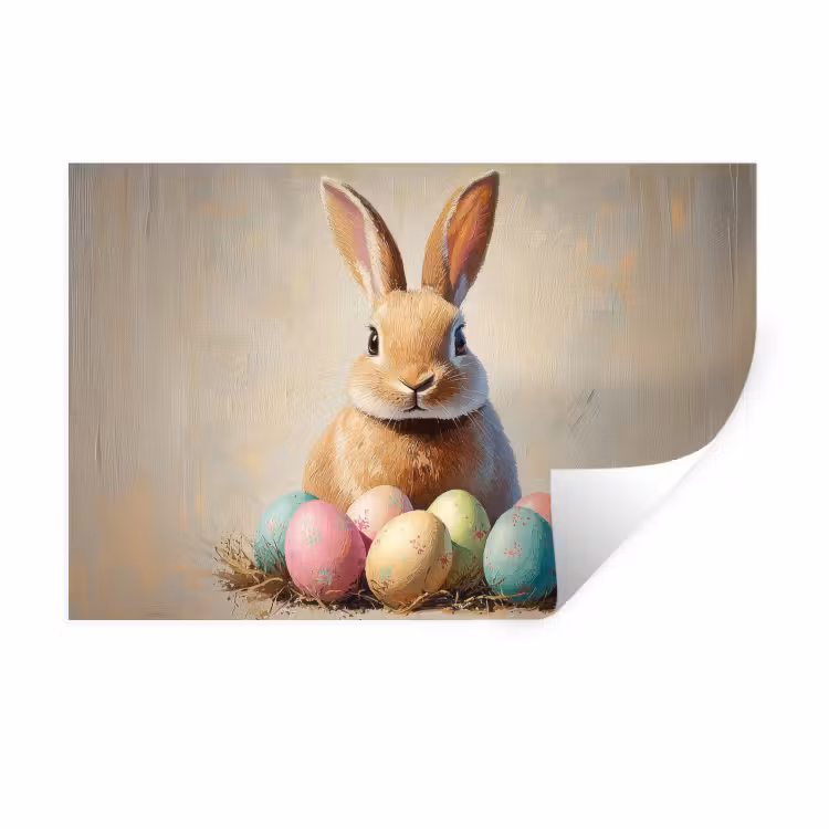 Muursticker - Paashaas - Pastel - Eieren — 1