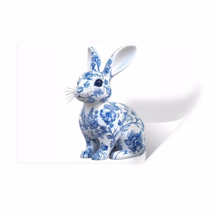 Muursticker - Delftsblauw - Haasje - Wit — 1