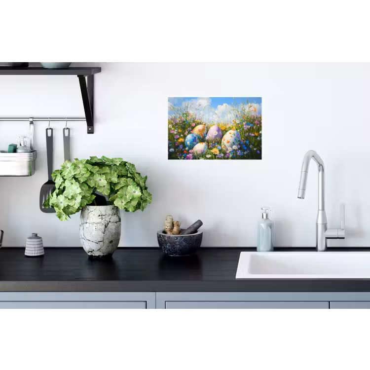 Muursticker - Grasveld - Eieren - Bloemen — 2
