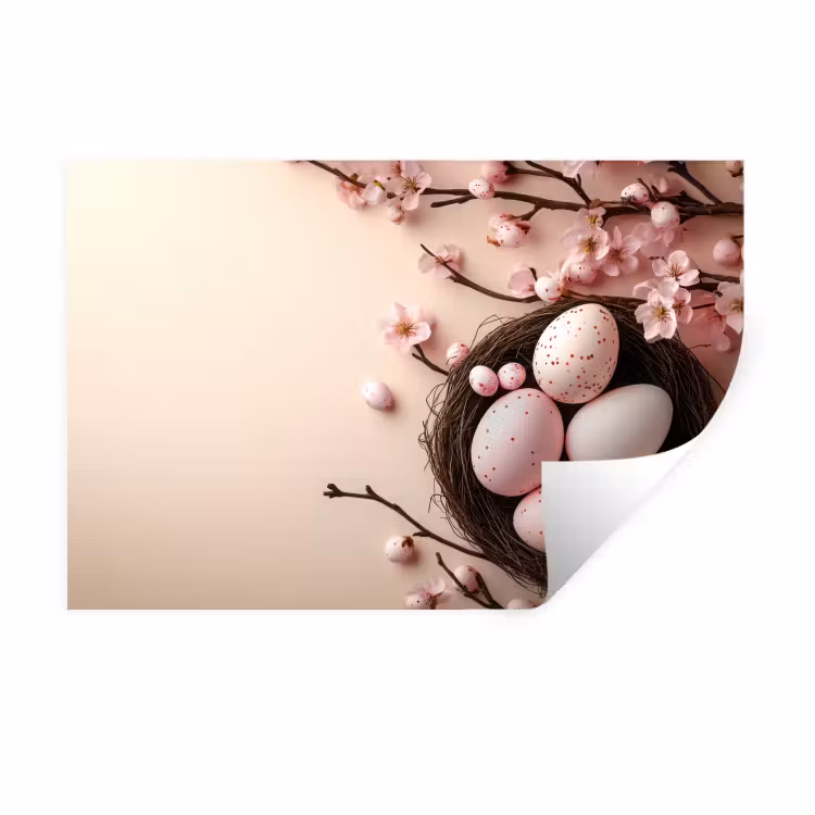 Muursticker - Roze - Bloesems - Eieren — 1