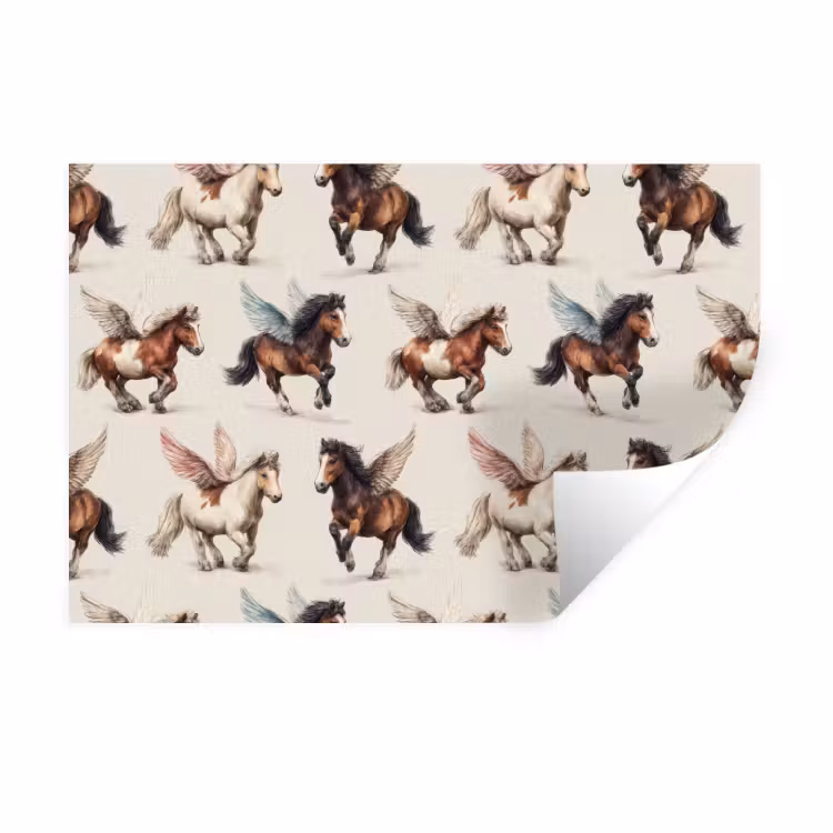 Muursticker - Paarden - Vleugels - Kleurrijk — 1