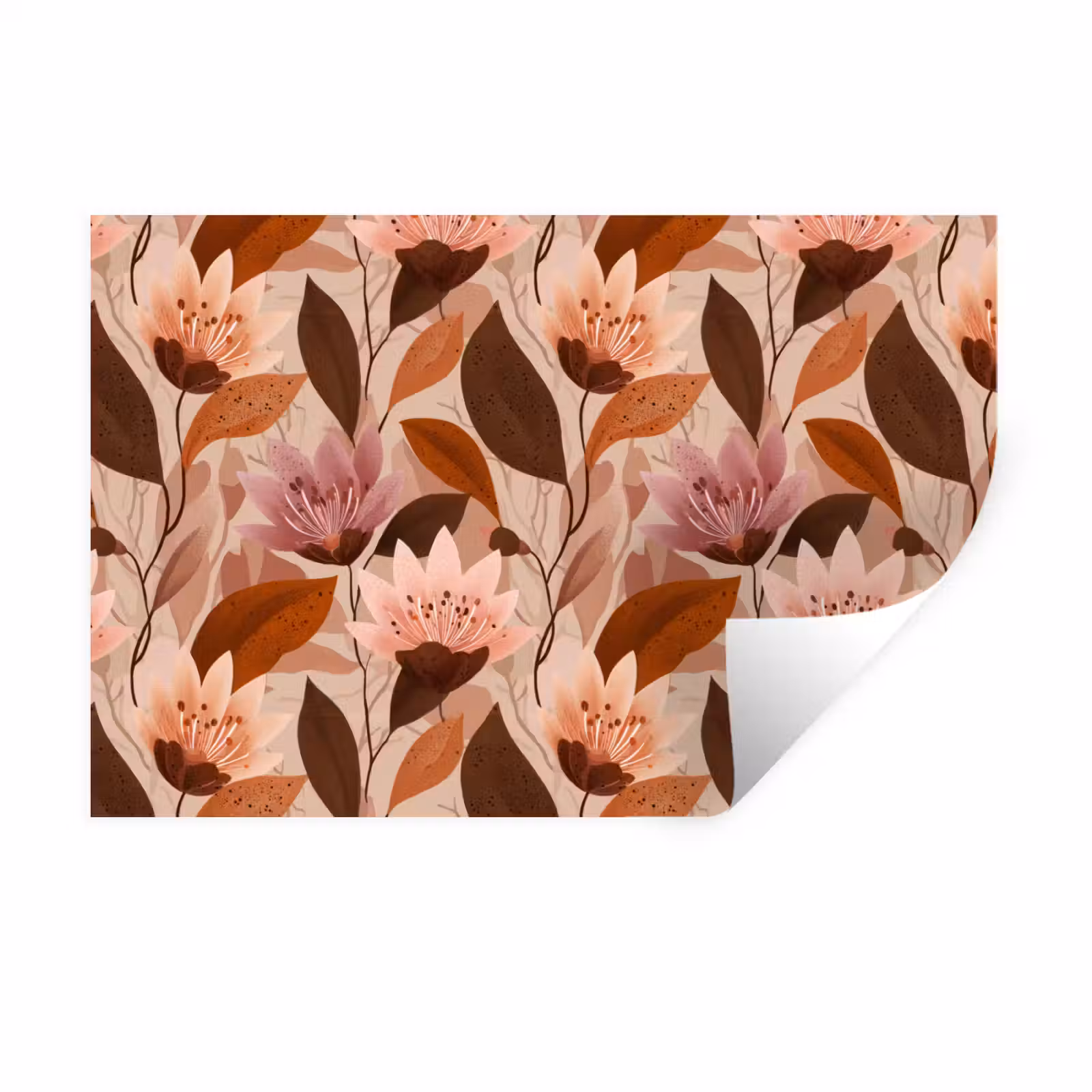 Muursticker - Bloemen - Bladeren - Bruin — 1