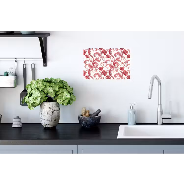 Muursticker - Barok - Patroon - Rood — 2
