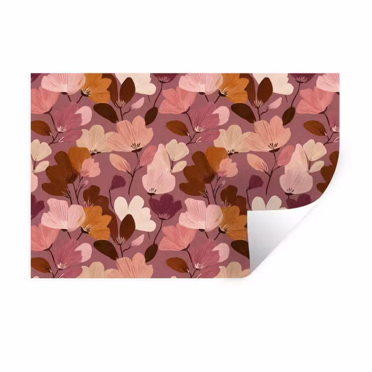 Muursticker - Bloem - Patroon - Roze — 1