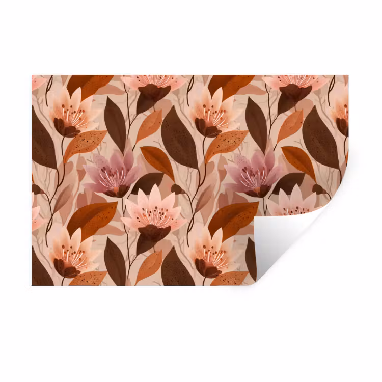 Muursticker - Bloemen - Bladeren - Bruin — 1