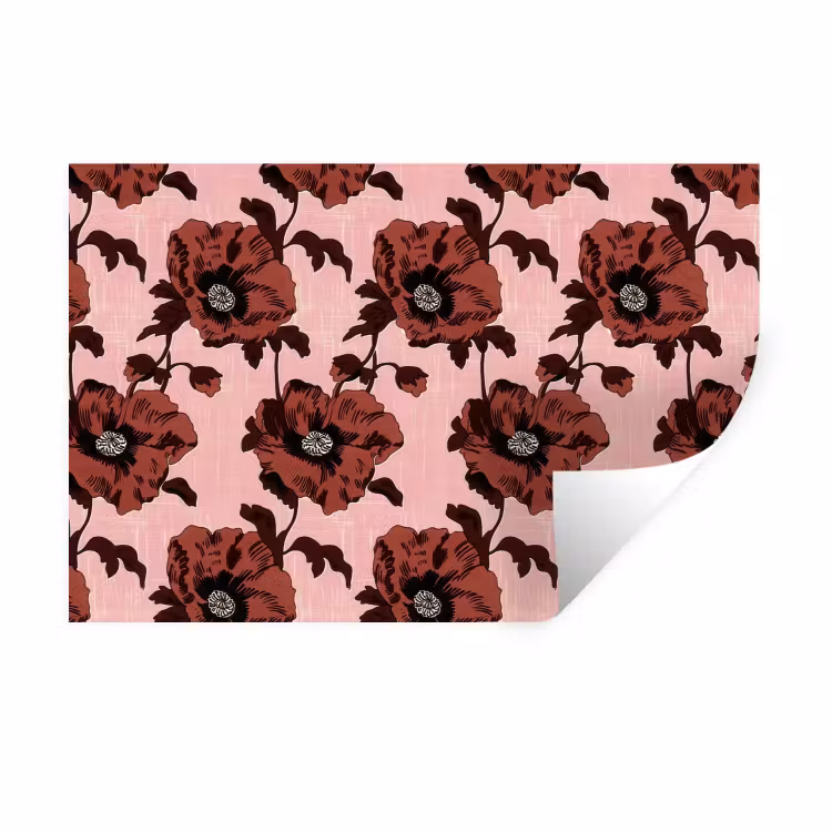 Muursticker - Bloemen - Retro - Rood — 1