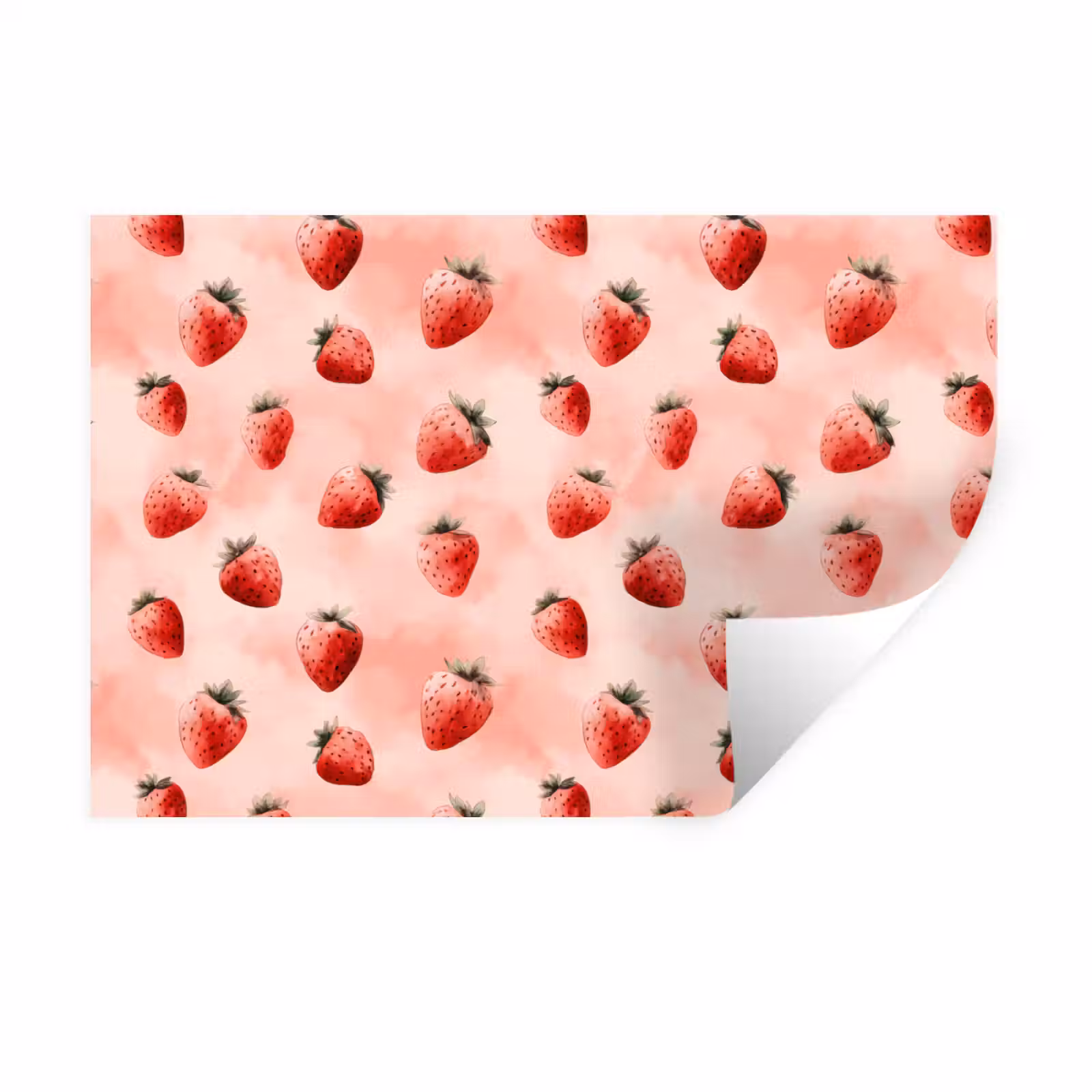 Muursticker - Aardbei - Patroon - Roze — 1
