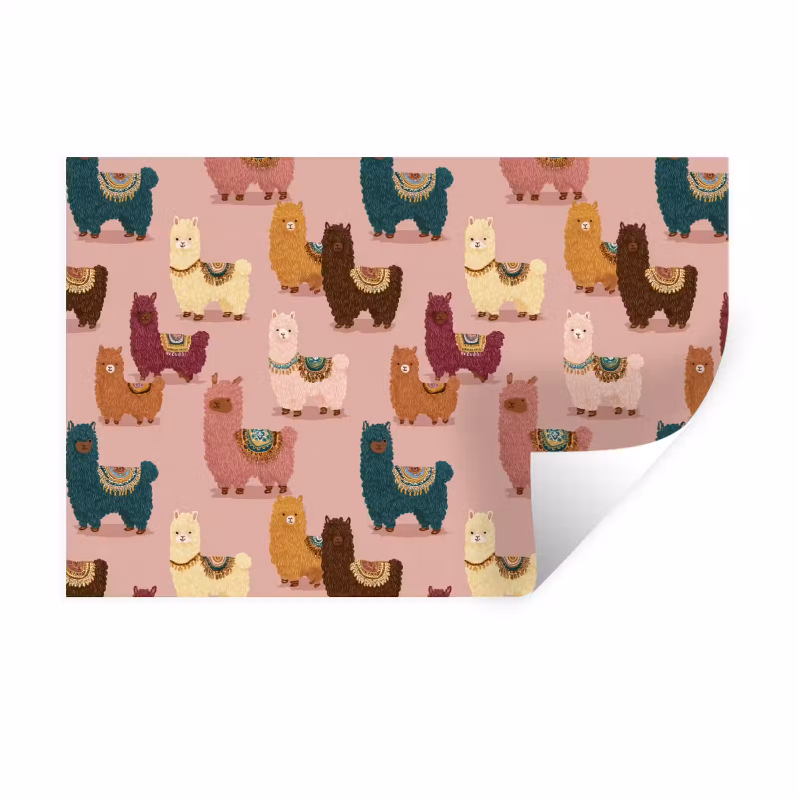 Muursticker - Alpaca's - Patroon - Kleurrijk — 1