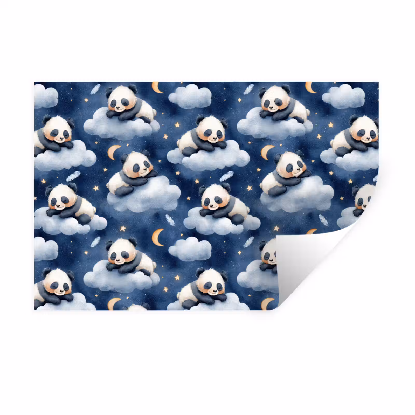 Muursticker - Panda's - Slapen - Blauw — 1
