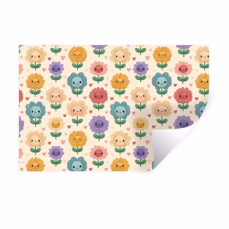 Muursticker - Bloemen - Hartjes - Kleurrijk — 1