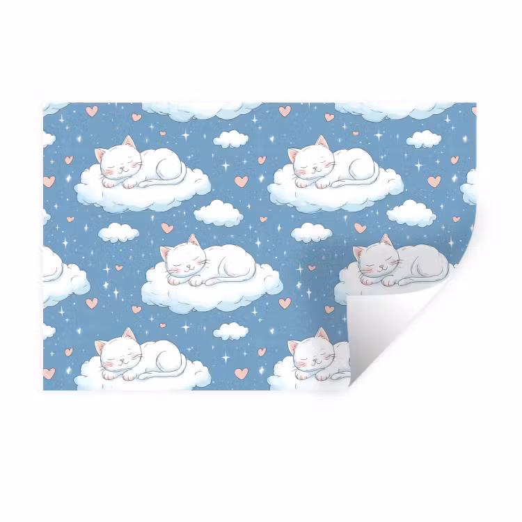 Muursticker - Kitten - Wolken - Blauw — 1