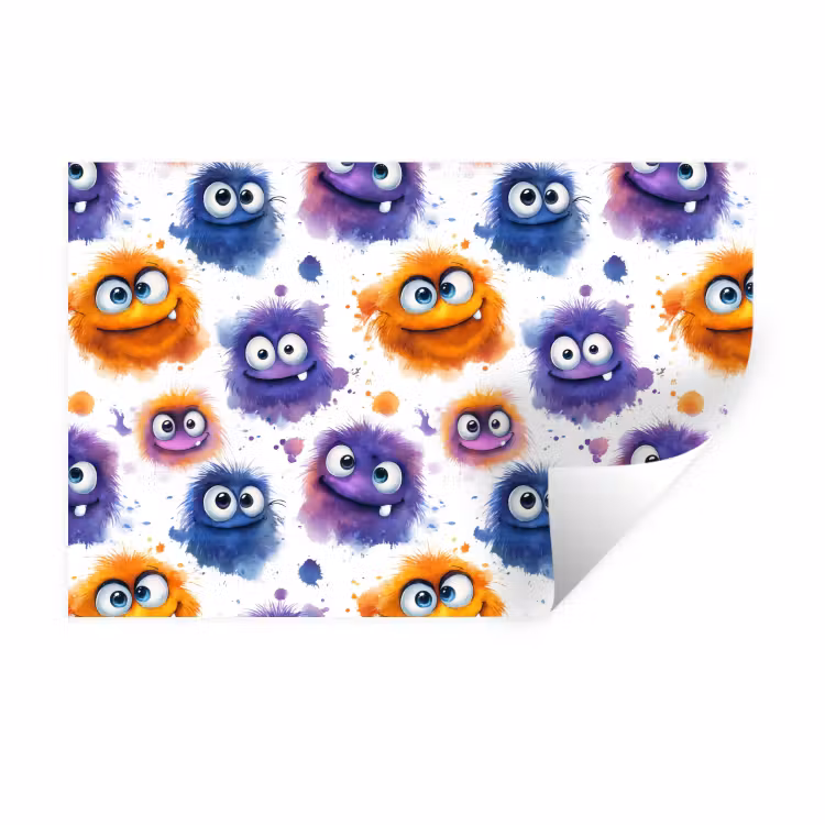 Muursticker - Monstertjes - Aquarel - Kleurrijk — 1