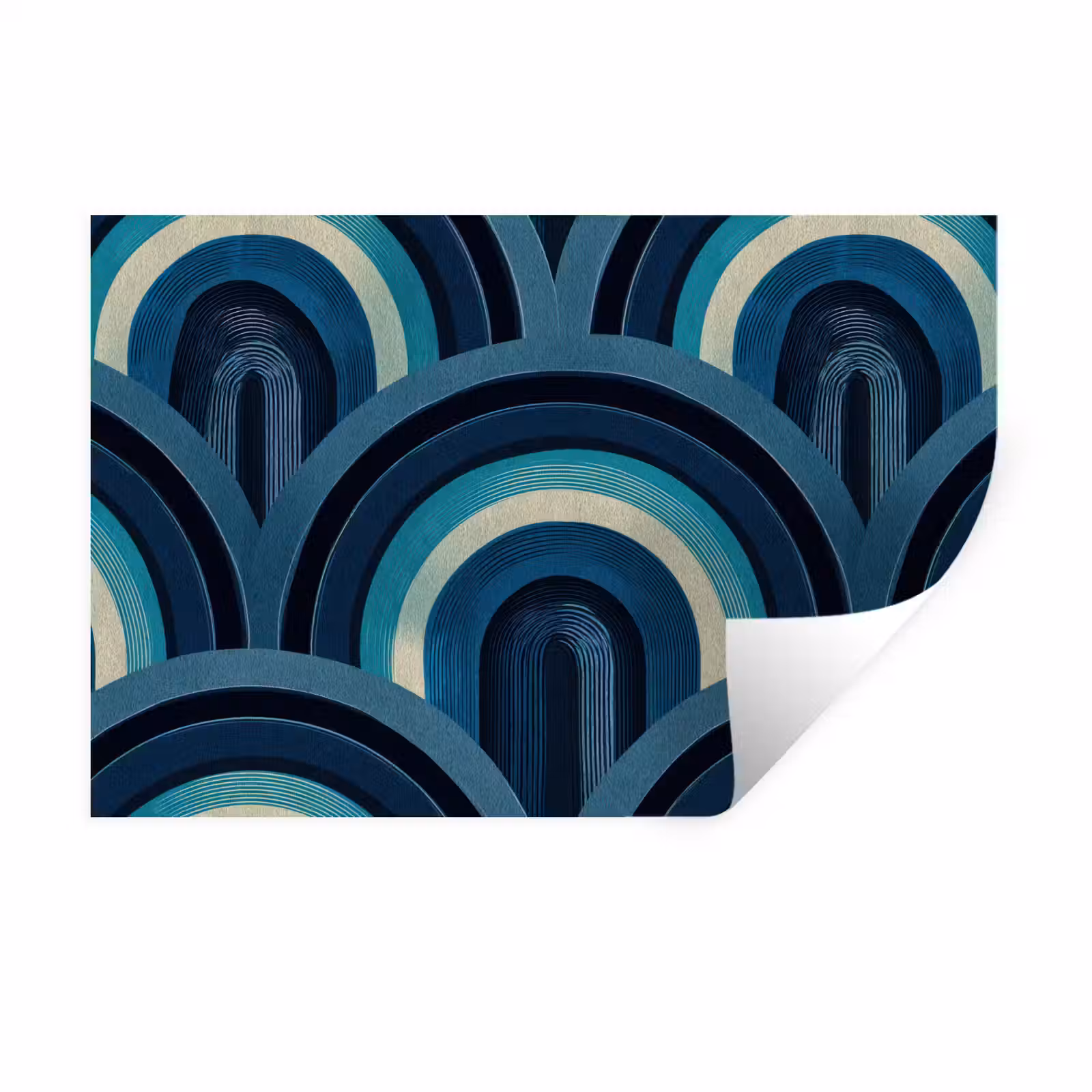 Muursticker - Bogen - Geometrisch - Patroon - Blauw - Retro — 1