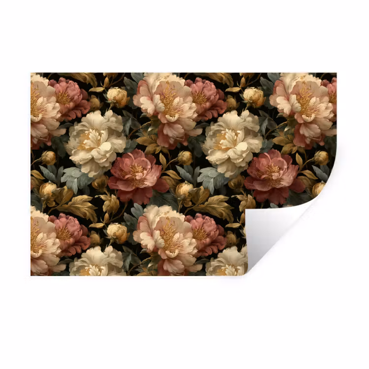 Muursticker - Bloemen - Barok - Patroon - Roze - Crème — 1