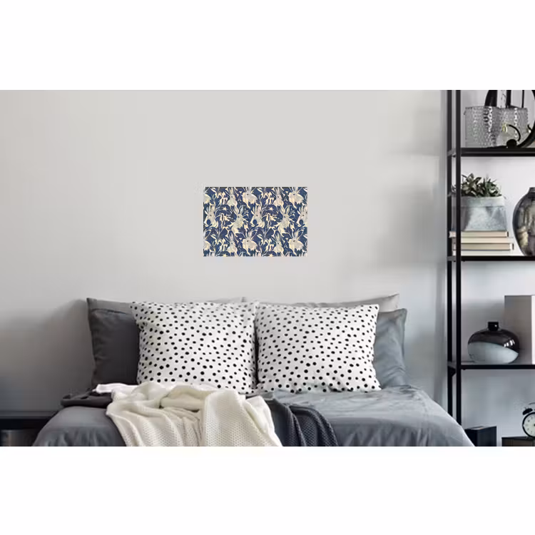 Muursticker - Hazen - Bladeren - Patroon - Blauw - Beige — 5