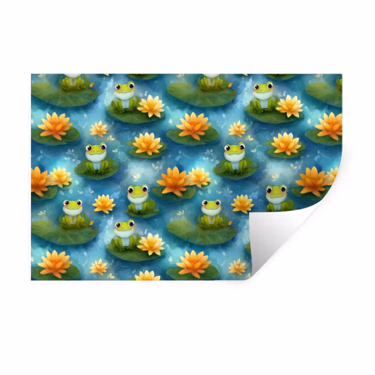 Muursticker - Kikker - Lelies - Groen — 1