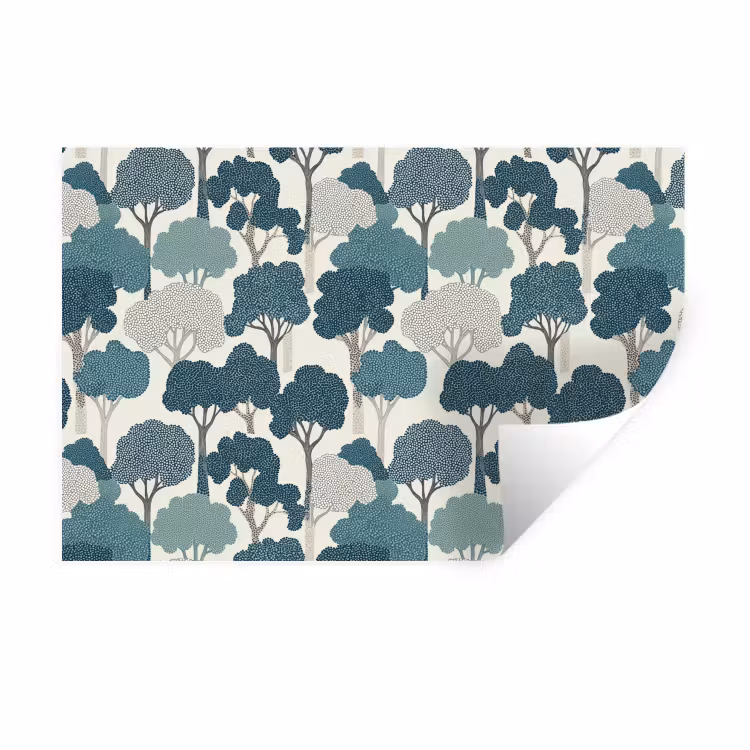 Muursticker - Modern - Bomen - Bos - Patroon - Blauw — 1