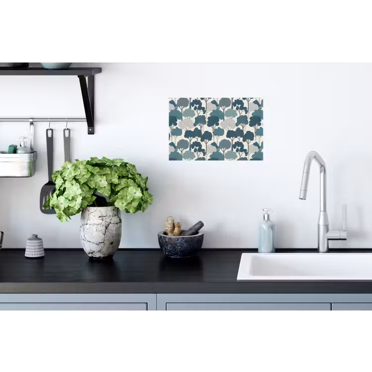Muursticker - Modern - Bomen - Bos - Patroon - Blauw — 2