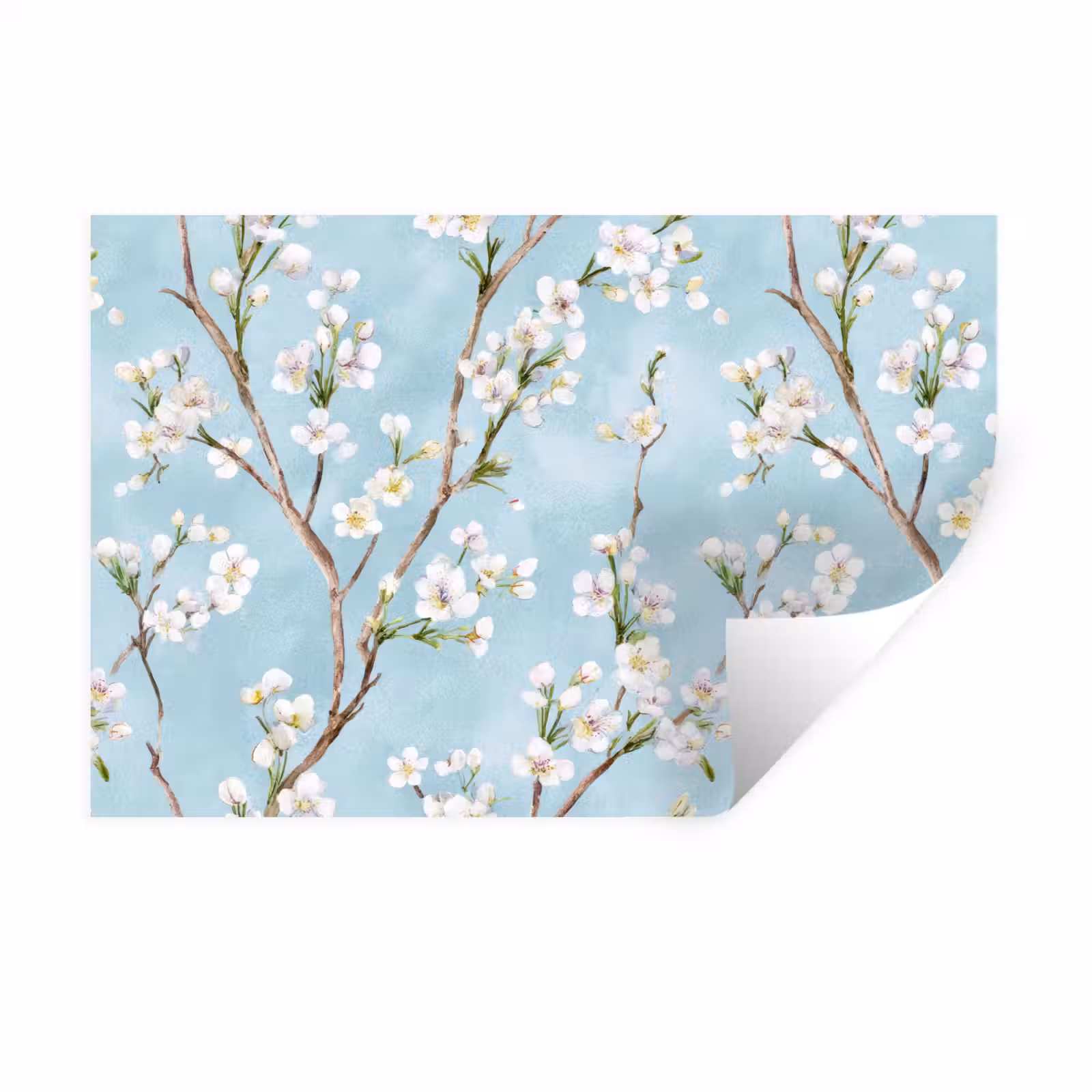 Muursticker - Kersenbloesem - Textuur - Blauw — 1