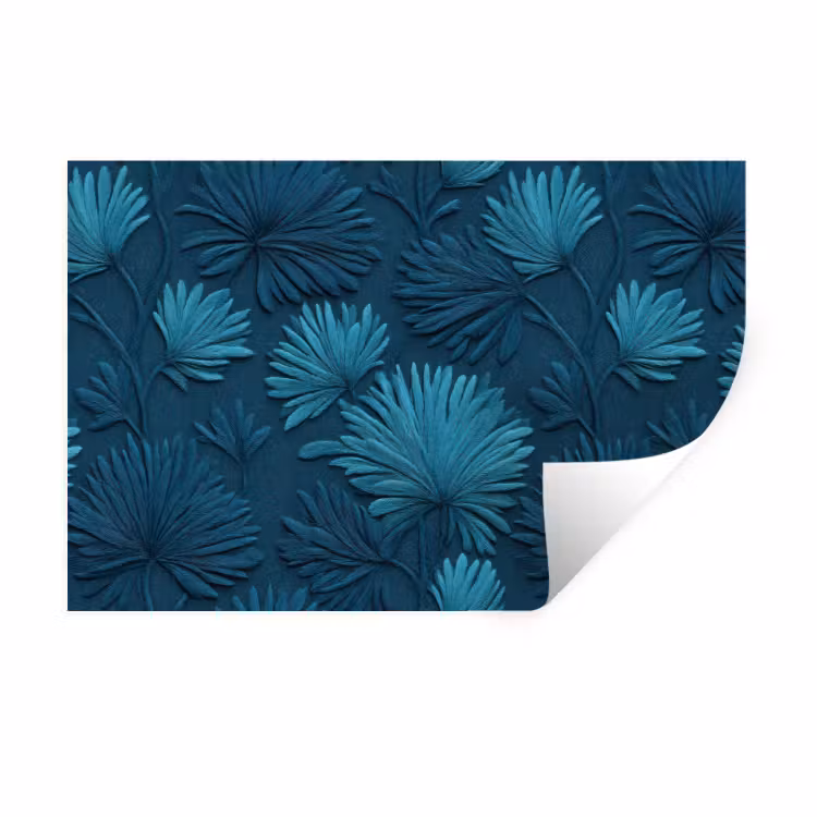Muursticker - Bladeren - Reliëf - Patroon - Oceaanblauw - Modern — 1