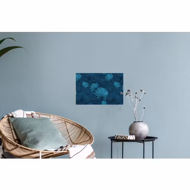Muursticker - Bladeren - Reliëf - Patroon - Oceaanblauw - Modern — 4