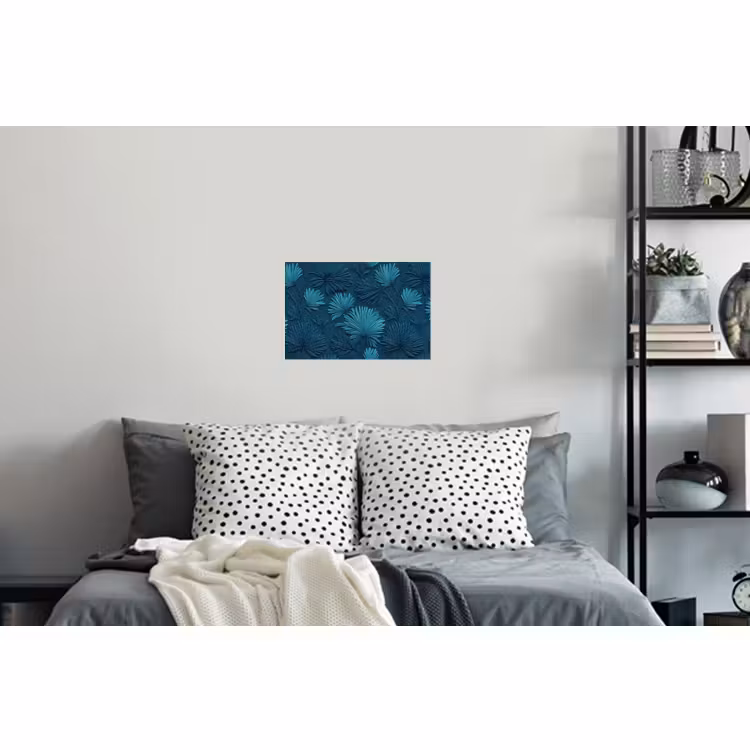 Muursticker - Bladeren - Reliëf - Patroon - Oceaanblauw - Modern — 5