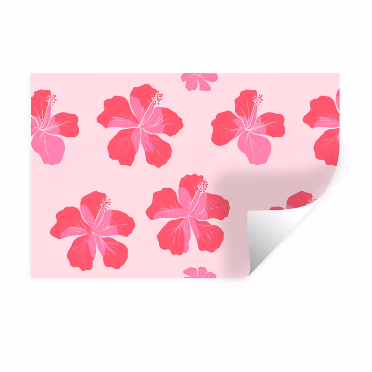 Muursticker - Hibiscus - Bloemen - Roze — 1