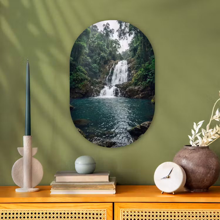 Muurovaal - Kunststof - Waterfall - Forest - Nature - Greenkhgyguyg — 2