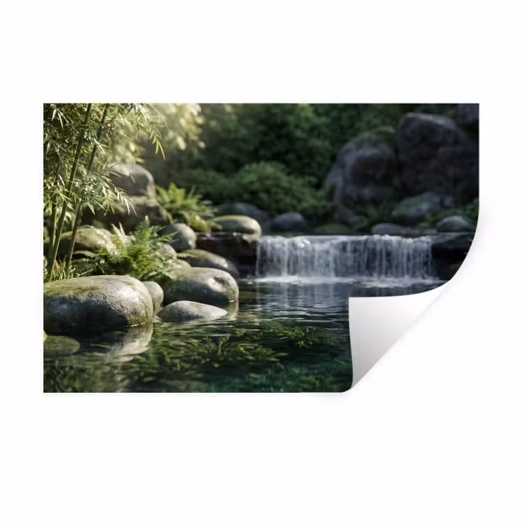 Muursticker - Beek - Waterval - Natuur - Groen — 1