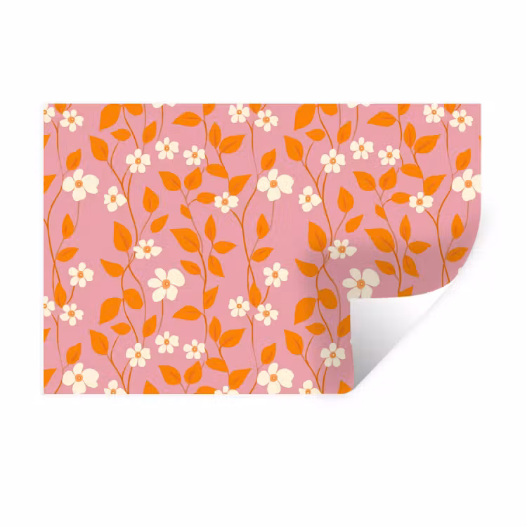 Muursticker - Bloemen - Patroon - Oranje — 1