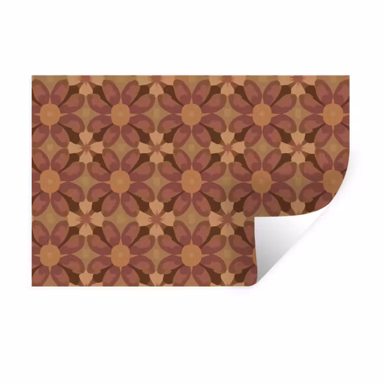 Muursticker - Retro - Bloemen - Bruin — 1