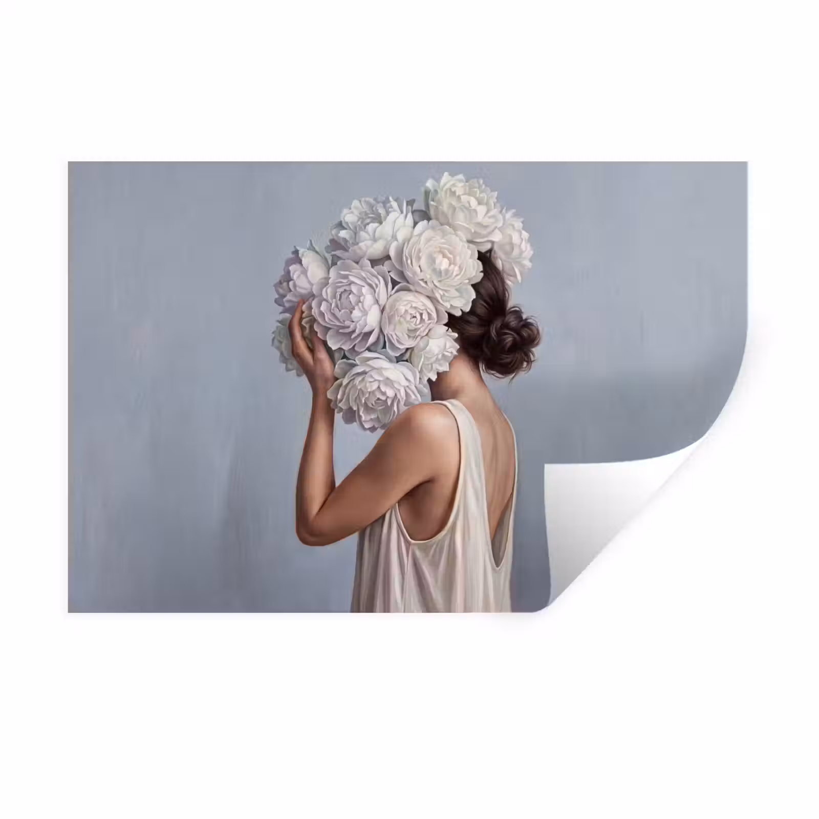 Muursticker - Bloemen - Vrouw - Wit — 1