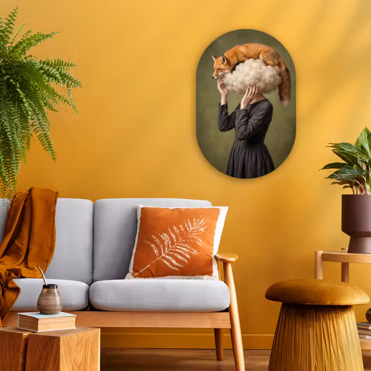 Muurovaal - Kunststof - Vos - Surrealistisch - Groen — 1