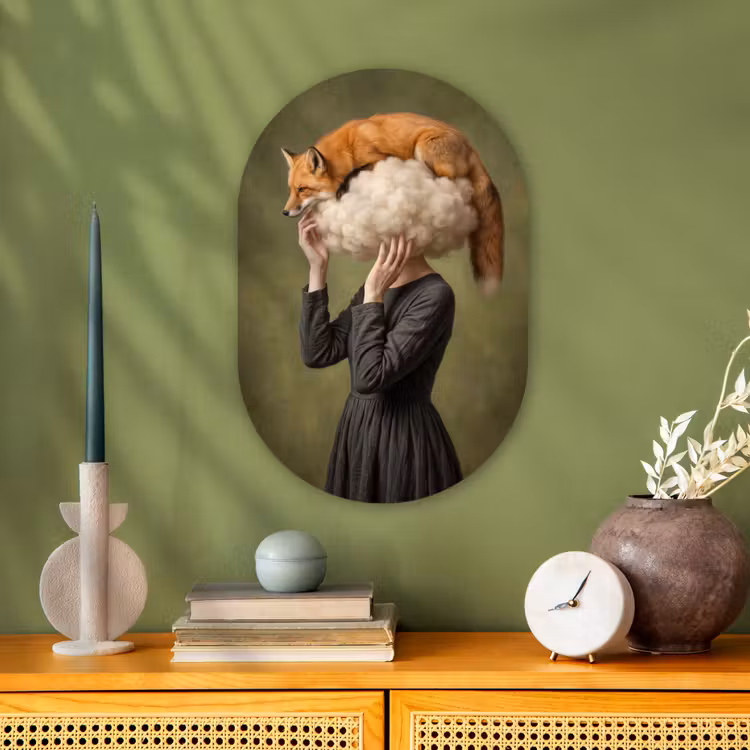 Muurovaal - Kunststof - Vos - Surrealistisch - Groen — 2