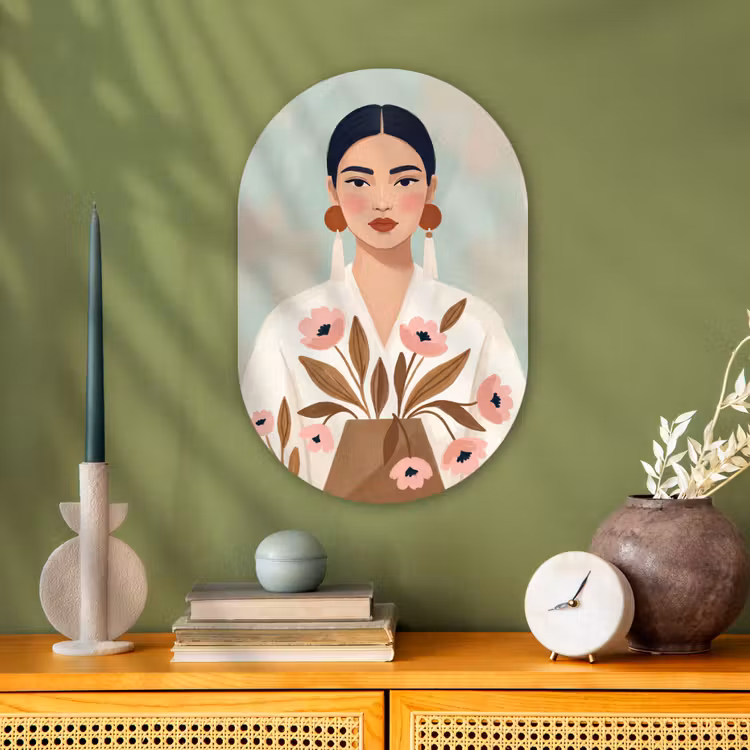 Muurovaal - Kunststof - Vrouw - Kimono - Pastel — 1