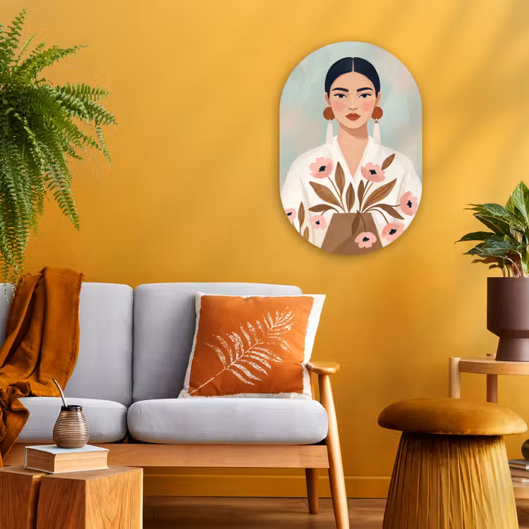 Muurovaal - Kunststof - Vrouw - Kimono - Pastel — 2