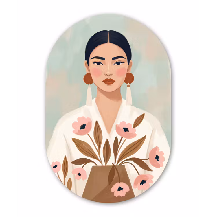Muurovaal - Kunststof - Vrouw - Kimono - Pastel — 3
