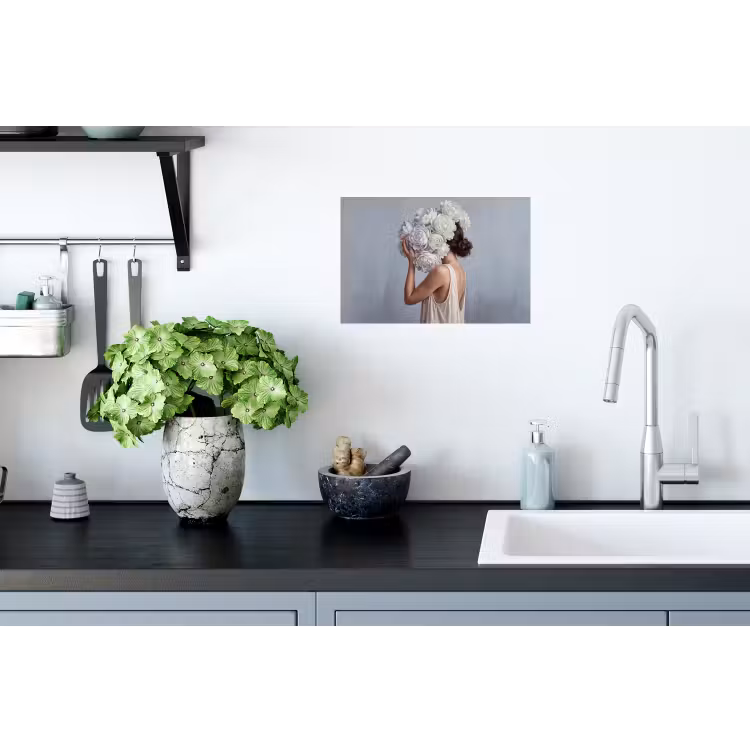 Muursticker - Bloemen - Vrouw - Wit — 2